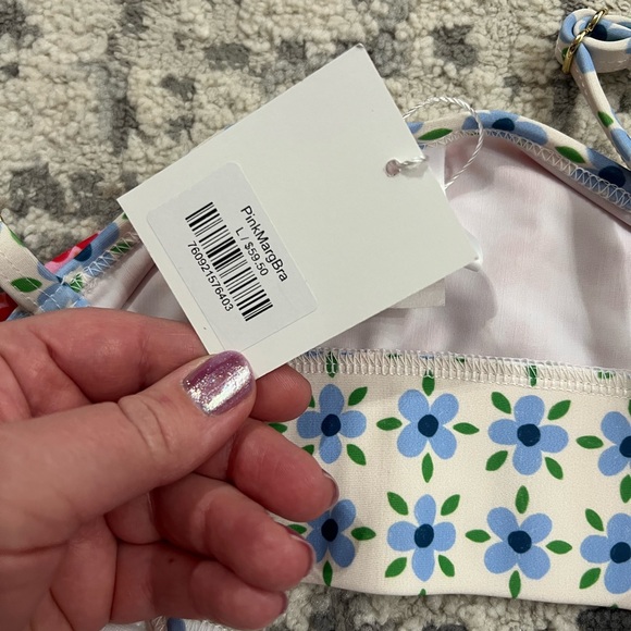 Lime Ricki Blue and Green Floral Bikini Top - Picture 4 of 7